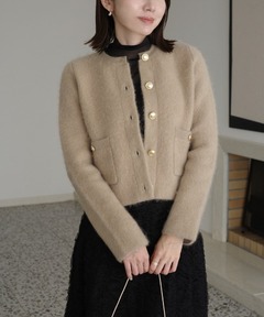 アンスクリア　INSCRIRE シャギージャケット INSCRIRE/アンスクリア】Knit Shaggy Coat/ニットシャギーコート/ノー