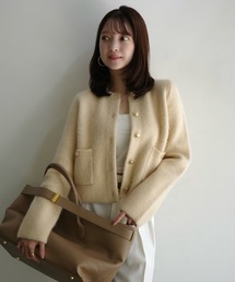 ノーカラージャケット（イエロー/黄色系）ファッション通販
