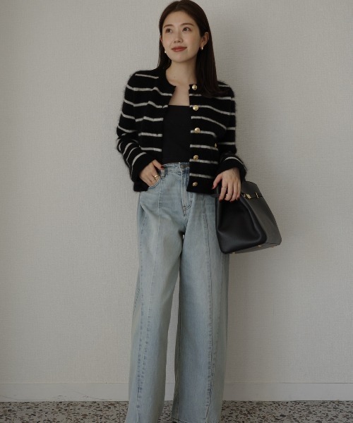 ZOZO限定カラー】カシミヤブレンドノーカラーニットジャケット（ノー