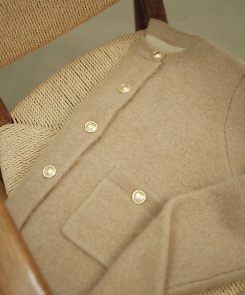 ZOZO限定カラー】カシミヤブレンドノーカラーニットジャケット（ノー