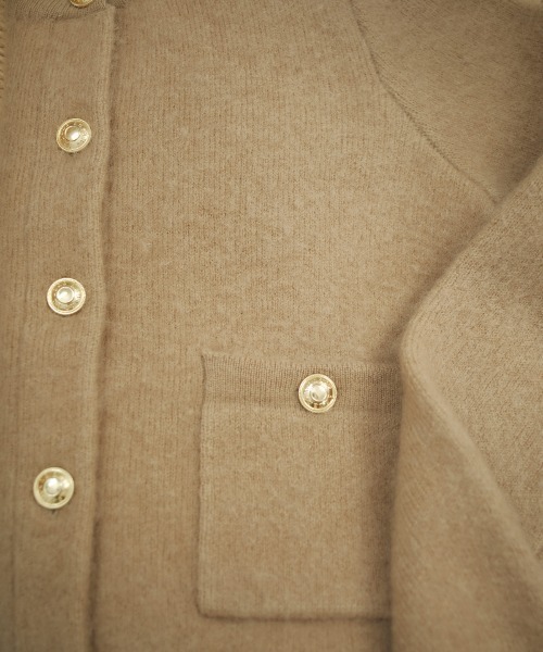 ZOZO限定カラー】カシミヤブレンドノーカラーニットジャケット（ノー