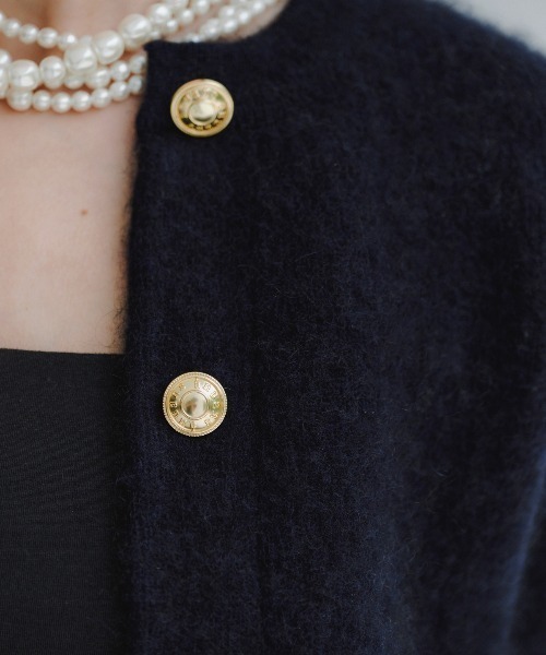 anuans（アニュアンス）の「【ZOZO限定カラー】カシミヤブレンドノーカラーニットジャケット（ノーカラージャケット・レディース・ベージュ/ネイビー/グレー/アイボリー/ブラック×ホワイト/イエロー系その他・FREE）」の20枚目の写真