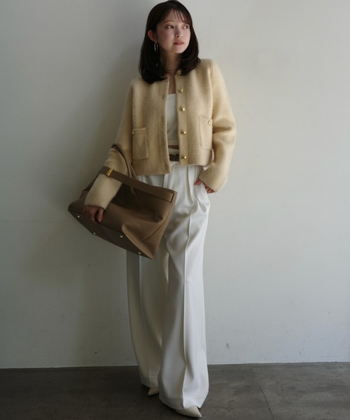 ZOZO限定カラー】カシミヤブレンドノーカラーニットジャケット