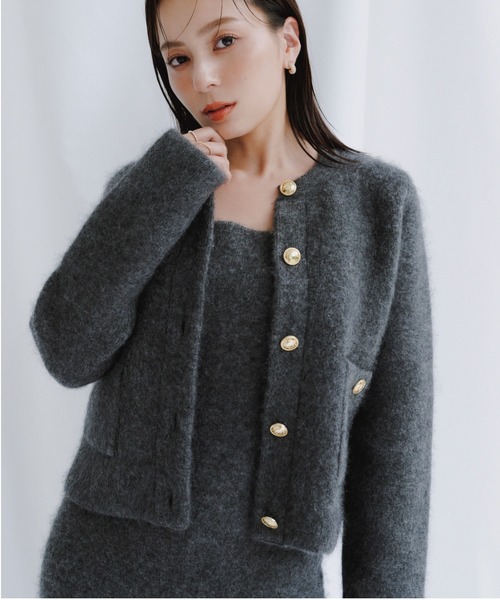 ZOZO限定カラー】カシミヤブレンドノーカラーニットジャケット