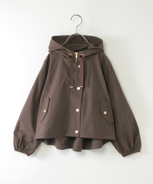 ikka（イッカ）の「【親子コーデ】ピケ比翼フレアマンパジャケット（110~160cm）（ブルゾン・キッズ・アイボリー/ブラウン・S/M/L/XL/XS）」の3枚目の写真