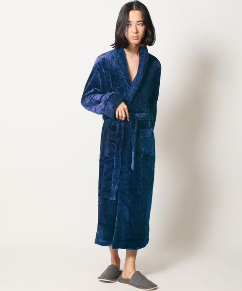 ARCADE（アーケード）の「ベルベット生地 バスローブ ガウン ルームウェア 【-ARCADE Limited Line-】（ガウン/バスローブ・メンズ・ネイビー/ホワイト/ワイン/グレー・M/L/XL）」の13枚目の写真