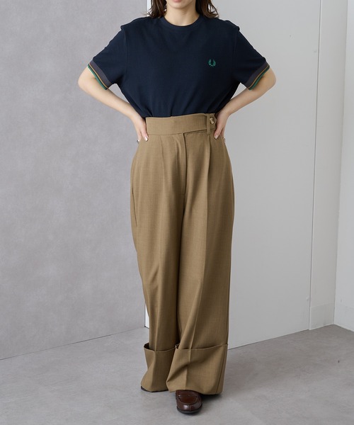 FRED PERRY(フレッドペリー)の「【FRED PERRY】TWIN TIPPED CUFF T-SHIRT M2396(Tシャツ/カットソー・レディース・ネイビー/ブラック系1/バーガンディー/ブラック/アイボリー/オフホワイト/チャコールグレー・S/M/L/XL)」の19枚目の写真
