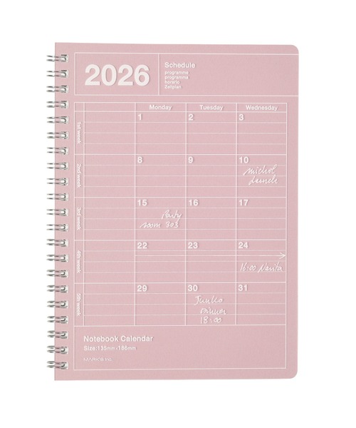 MARK'S(マークス)の「マークス 手帳 2026 スケジュール帳 2026年1月始まり 月間ブロック B6変型 ノートブックカレンダー・S・縦型(手帳/メモ帳・レディース・アイボリー/ピンク/シルバー系その他/ブラック/パープル/ブルー系その他・FREE)」の5枚目の写真