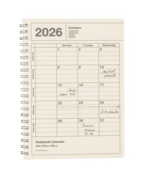 MARK'S(マークス)の「マークス 手帳 2026 スケジュール帳 2026年1月始まり 月間ブロック B6変型 ノートブックカレンダー・S・縦型(手帳/メモ帳・レディース・アイボリー/ピンク/シルバー系その他/ブラック/パープル/ブルー系その他・FREE)」の2枚目の写真