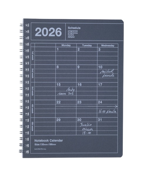 2026年 スケジュール帳 黒色 セール】マークス 手帳 2026 スケジュール帳 2026年1月始まり 月間