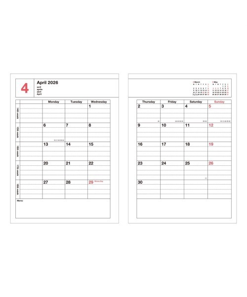 MARK'S(マークス)の「マークス 手帳 2026 スケジュール帳 2026年1月始まり 月間ブロック B6変型 ノートブックカレンダー・S・縦型(手帳/メモ帳・レディース・アイボリー/ピンク/シルバー系その他/ブラック/パープル/ブルー系その他・FREE)」の8枚目の写真