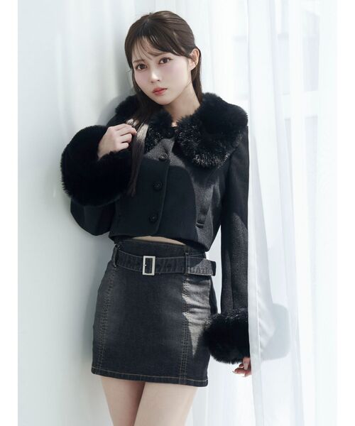 フェイクファーカラージャケット（その他アウター）｜EATME