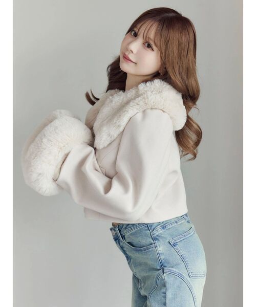 フェイクファーカラージャケット（その他アウター）｜EATME