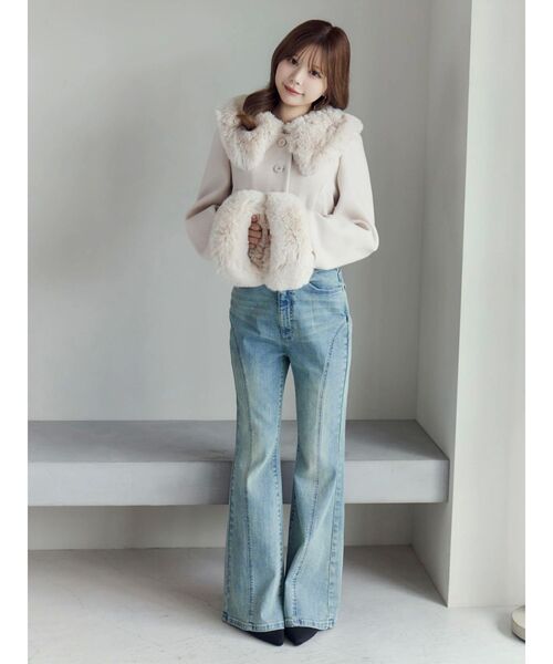 フェイクファーカラージャケット（その他アウター）｜EATME