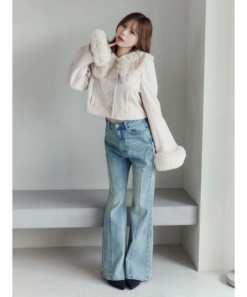 フェイクファーカラージャケット（その他アウター）｜EATME