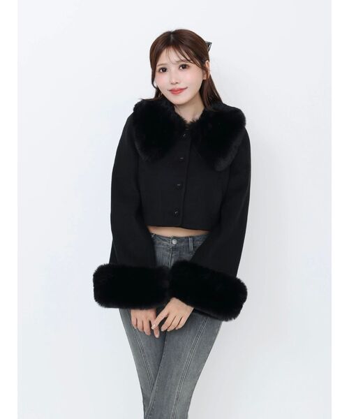 EATME（イートミー）の「フェイクファーカラージャケット（その他アウター・レディース・ブラック/アイボリー・FREE）」の15枚目の写真