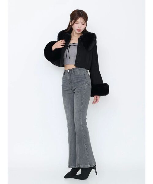 EATME（イートミー）の「フェイクファーカラージャケット（その他アウター・レディース・ブラック/アイボリー・FREE）」の17枚目の写真