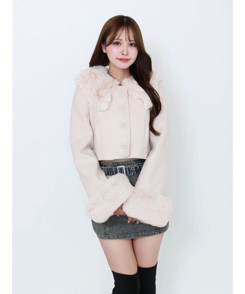 EATME（イートミー）の「フェイクファーカラージャケット（その他アウター・レディース・ブラック/アイボリー・FREE）」の18枚目の写真