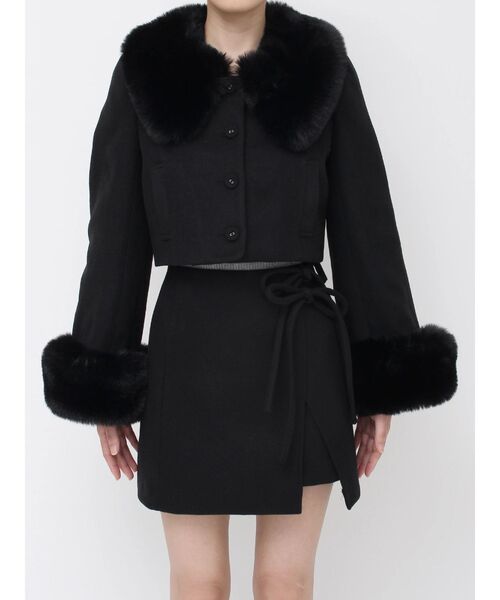 フェイクファーカラージャケット（その他アウター）｜EATME