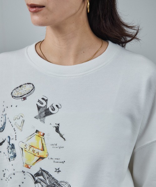 SALON adam et rope'（サロン アダム エ ロペ）の「アズマ裏毛スケッチプリントスウェット（スウェット・レディース・ホワイト・FREE）」の12枚目の写真