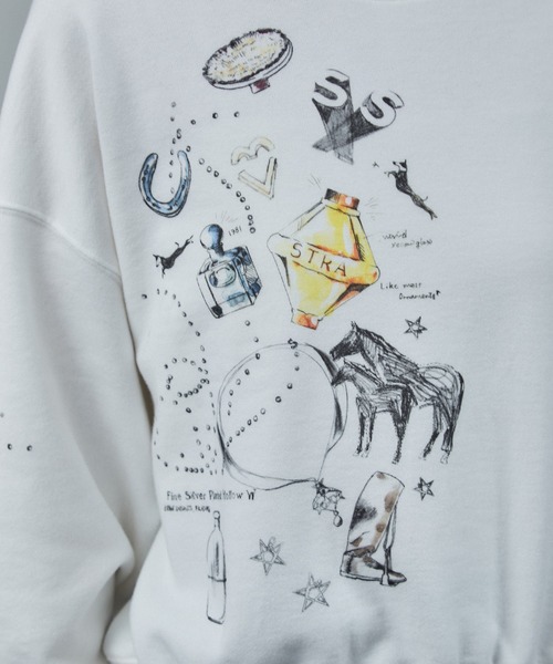 SALON adam et rope'（サロン アダム エ ロペ）の「アズマ裏毛スケッチプリントスウェット（スウェット・レディース・ホワイト・FREE）」の15枚目の写真