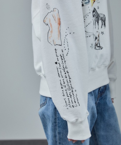 SALON adam et rope'（サロン アダム エ ロペ）の「アズマ裏毛スケッチプリントスウェット（スウェット・レディース・ホワイト・FREE）」の16枚目の写真
