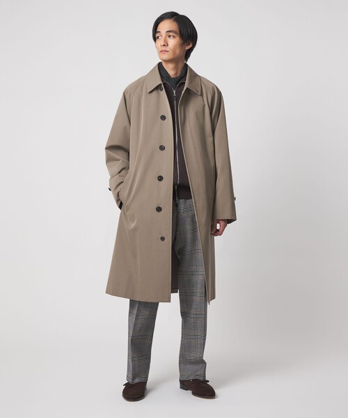 ウール コットン ギャバジン ベルテッド バルマカーンコート 撥水