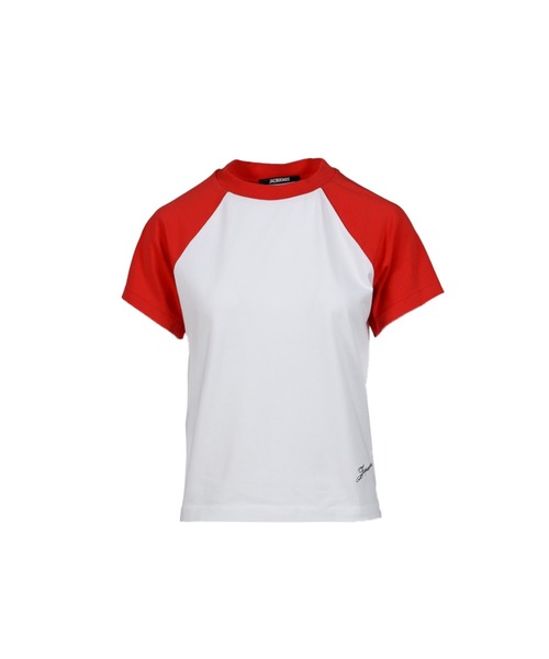 JACQUEMUS(ジャックムス)の「LE MINI TSHIRT BASEBALL(Tシャツ/カットソー・レディース・ホワイト×レッド・SMALL/MEDIUM)」の1枚目の写真