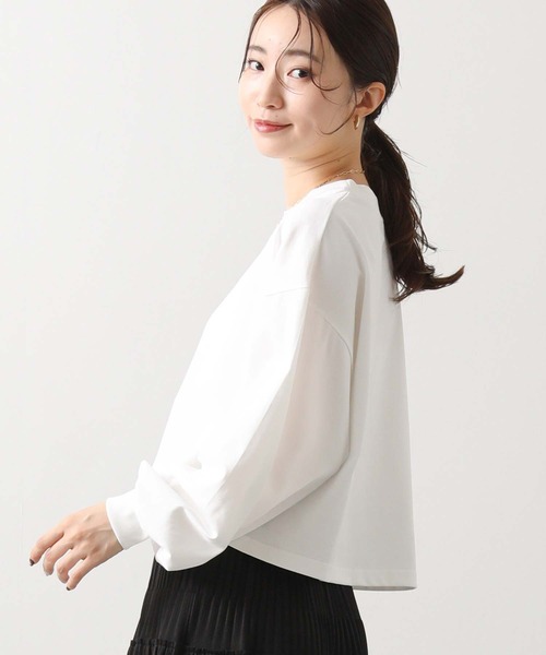 anana（アナナ）の「ショートパフロンＴ（Tシャツ/カットソー・レディース・オフホワイト/ブラウン・FREE）」の2枚目の写真