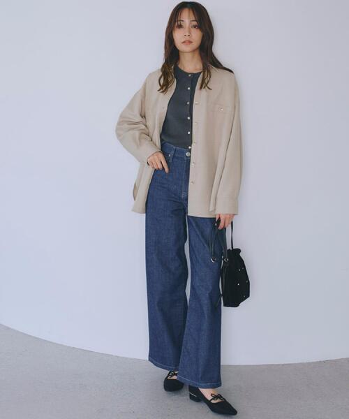 grove(グローブ)の「【カセット服/選べる着丈】洗濯機で洗えるオーバーシャツ(シャツ/ブラウス・レディース・ブラウン系その他/ライトベージュ/ネイビー系5・02/14/12/04)」の10枚目の写真