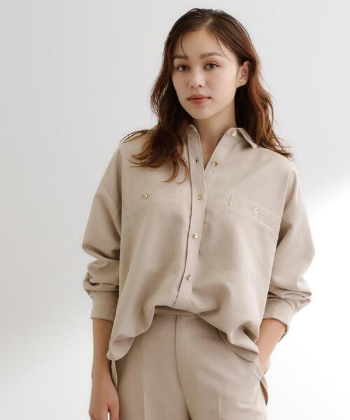 grove(グローブ)の「【カセット服/選べる着丈】洗濯機で洗えるオーバーシャツ(シャツ/ブラウス・レディース・ブラウン系その他/ライトベージュ/ネイビー系5・02/14/12/04)」の11枚目の写真