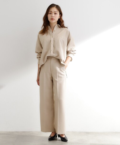 grove(グローブ)の「【カセット服/選べる着丈】洗濯機で洗えるオーバーシャツ(シャツ/ブラウス・レディース・ブラウン系その他/ライトベージュ/ネイビー系5・02/14/12/04)」の13枚目の写真