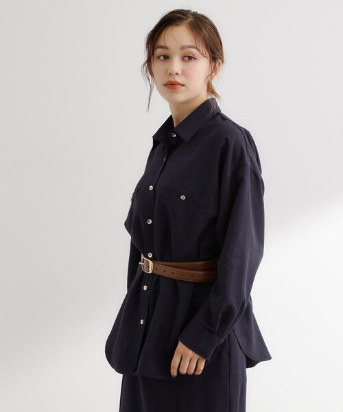 grove(グローブ)の「【カセット服/選べる着丈】洗濯機で洗えるオーバーシャツ(シャツ/ブラウス・レディース・ブラウン系その他/ライトベージュ/ネイビー系5・02/14/12/04)」の17枚目の写真