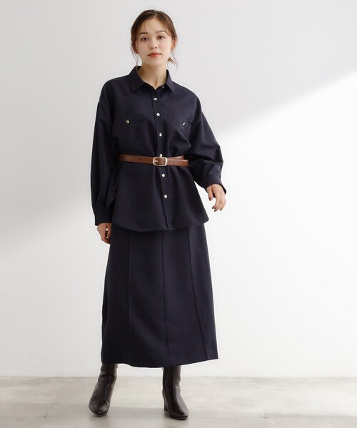 grove(グローブ)の「【カセット服/選べる着丈】洗濯機で洗えるオーバーシャツ(シャツ/ブラウス・レディース・ブラウン系その他/ライトベージュ/ネイビー系5・02/14/12/04)」の18枚目の写真