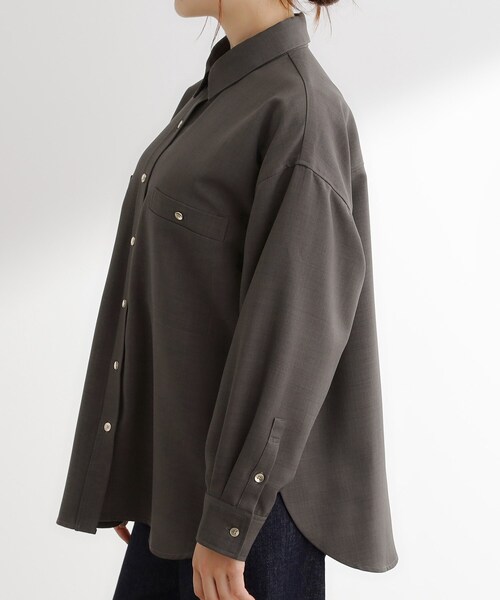 grove(グローブ)の「【カセット服/選べる着丈】洗濯機で洗えるオーバーシャツ(シャツ/ブラウス・レディース・ブラウン系その他/ライトベージュ/ネイビー系5・02/14/12/04)」の21枚目の写真