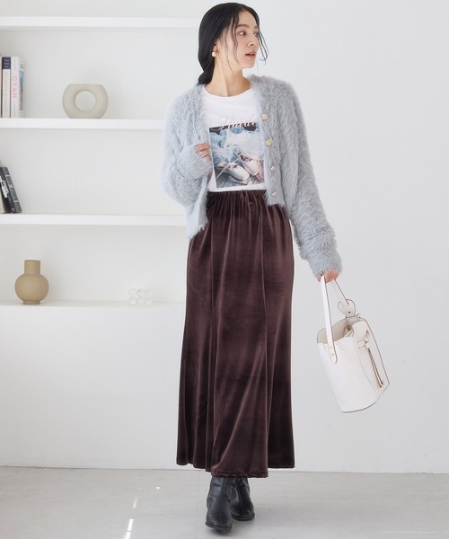 VIS（ビス）の「ラビットライクVネックカーディガン/イージーケア・WEB限定カラー（カーディガン/ボレロ・レディース・グレー系その他/オフホワイト/サックスブルー/ピンク/チャコールグレー・FREE）」の19枚目の写真