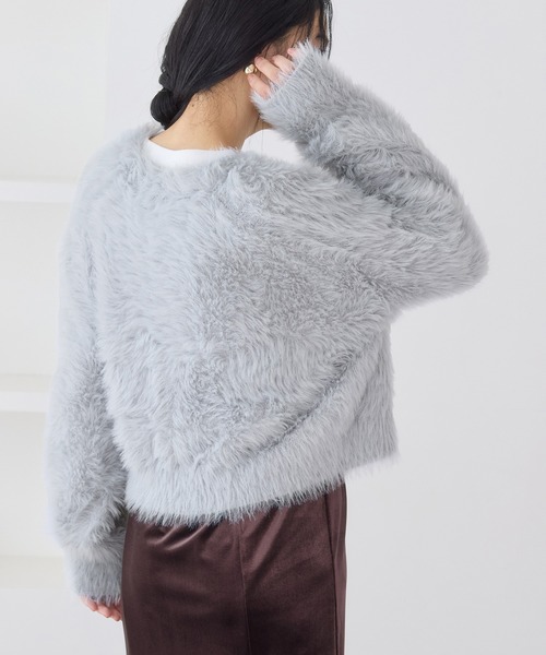 VIS（ビス）の「ラビットライクVネックカーディガン/イージーケア・WEB限定カラー（カーディガン/ボレロ・レディース・グレー系その他/オフホワイト/サックスブルー/ピンク/チャコールグレー・FREE）」の17枚目の写真