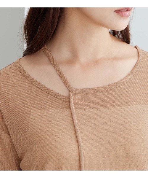 Viola e Viola(ヴィオラエヴィオラ)の「スラブシアーテレコアシメデザイントップス(Tシャツ/カットソー・レディース・モカ/ブラック・M/L)」の10枚目の写真
