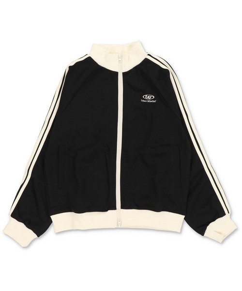 短丈ダブルジップトラックジャケット/ワンポイントロゴ/ジャージ風