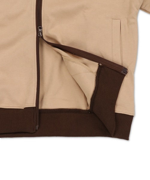 短丈ダブルジップトラックジャケット/ワンポイントロゴ/ジャージ風