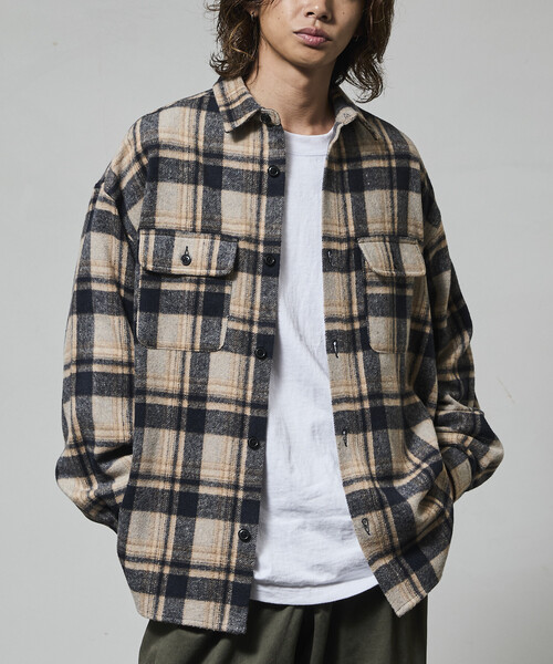 FREAK'S STORE(フリークスストア)の「限定展開 Relax Fit リラックスフィット ヘビーネル チェック シャツ(シャツ/ブラウス・メンズ・ブラウン/ネイビー/グリーン/ブラック・LARGE/MEDIUM/SMALL)」の4枚目の写真