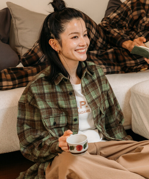 FREAK'S STORE(フリークスストア)の「限定展開 Relax Fit リラックスフィット ヘビーネル チェック シャツ(シャツ/ブラウス・メンズ・ブラウン/ネイビー/グリーン/ブラック・LARGE/MEDIUM/SMALL)」の12枚目の写真