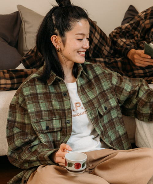 FREAK'S STORE(フリークスストア)の「限定展開 Relax Fit リラックスフィット ヘビーネル チェック シャツ(シャツ/ブラウス・メンズ・ブラウン/ネイビー/グリーン/ブラック・LARGE/MEDIUM/SMALL)」の14枚目の写真