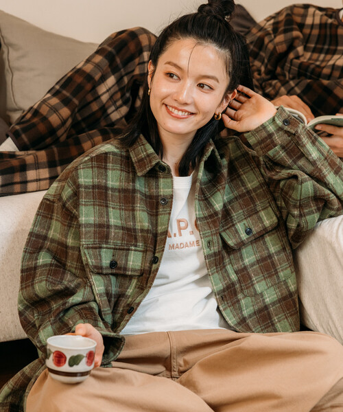 FREAK'S STORE(フリークスストア)の「限定展開 Relax Fit リラックスフィット ヘビーネル チェック シャツ(シャツ/ブラウス・メンズ・ブラウン/ネイビー/グリーン/ブラック・LARGE/MEDIUM/SMALL)」の15枚目の写真