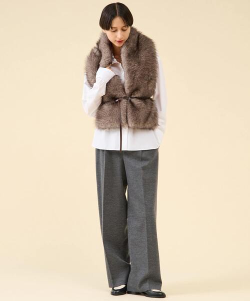 martinique（マルティニーク）の「ウールジャージーワイドパンツ（セットアップ可）（その他パンツ・レディース・グレー/オフホワイト/ネイビー・2/1）」の10枚目の写真