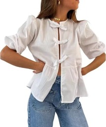 CELENA BEATS（セレナビーツ）の「リボン結びペプラムブラウス ボリューム袖トップス（シャツ/ブラウス）」