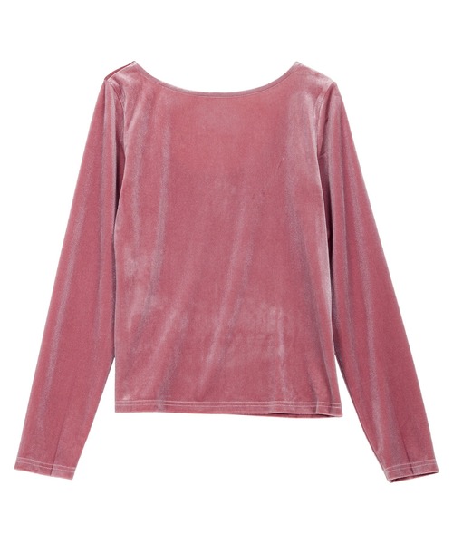 セール】バックシャンボートネックベロアトップス（Tシャツ/カットソー