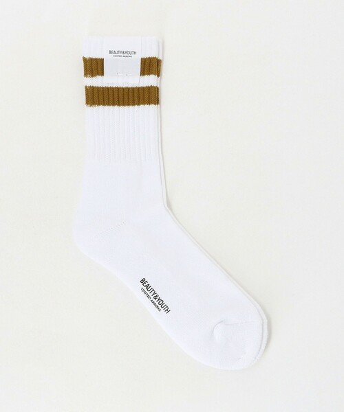 BEAUTY&YOUTH UNITED ARROWS（ビューティーアンドユースユナイテッドアローズ）の「2ライン パイル クルー ソックス（ソックス/靴下・メンズ・ホワイト/オフホワイト/ナチュラル/ブラック・FREE）」の2枚目の写真