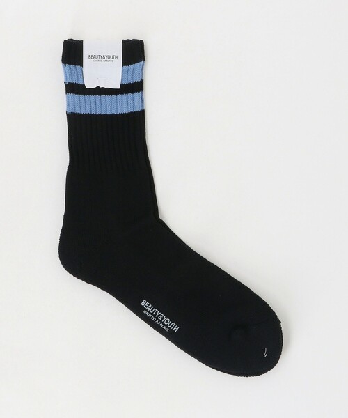 BEAUTY&YOUTH UNITED ARROWS（ビューティーアンドユースユナイテッドアローズ）の「2ライン パイル クルー ソックス（ソックス/靴下・メンズ・ホワイト/オフホワイト/ナチュラル/ブラック・FREE）」の3枚目の写真