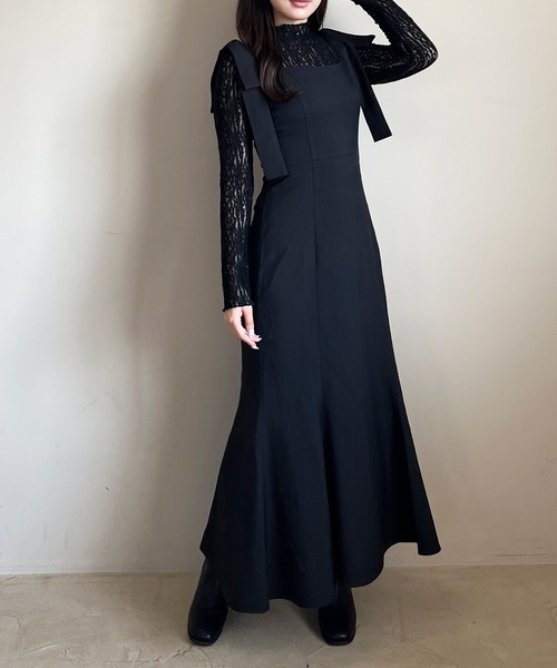 MISCH MASCH（ミッシュマッシュ）の「WEB限定 バックレースアップキャミワンピース（ジャンパースカート・レディース・グレー/ベージュ/ブラック・ﾌﾘ-）」の11枚目の写真